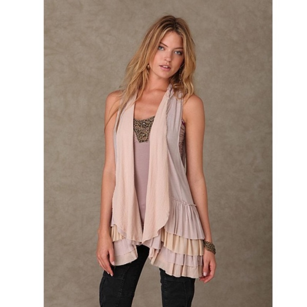 Free People Boho Layered Ruffle Vest